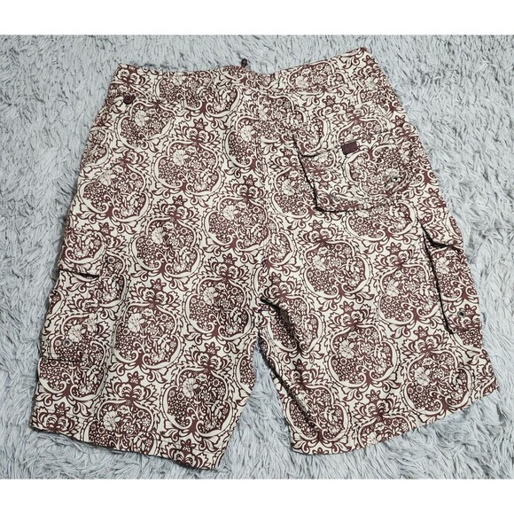 Reunion Swim Trunks Shorts‎ Mens Size Large Brown Hawaiian Print Lined Pockets - Picture 2 of 10